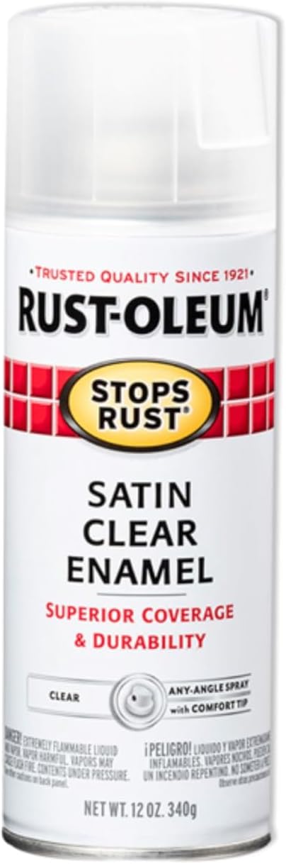 Rust-Oleum 285092-6PK Stops Rust Spray Paint, 12 oz, Satin Clear, 6 Pack
