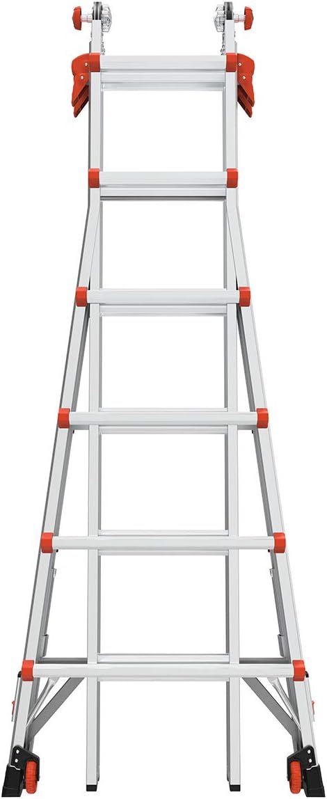 Little Giant Ladders Velocity 26-Ft Folding Multi-Position Ladder, Aluminum, 300 lb Load Capacity, Type 1A Extra Heavy Duty, 26-Ft Reach, with Ratchet Levelers and Wheels (15426-801)
