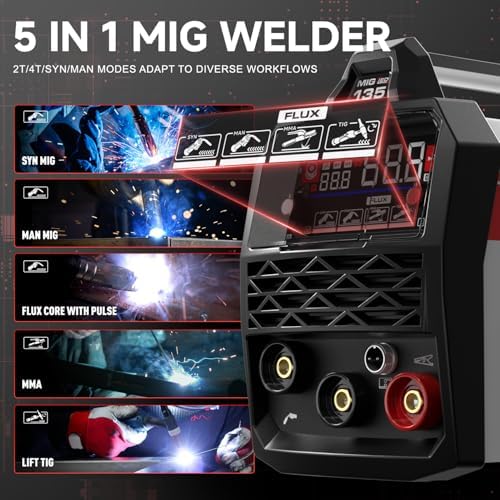 ANDELI 110V/220V MIG Welder 135A ，PULSE Flux Core/Lift TIG/Stick 4-in-1