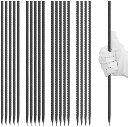 12 Inch Rebar Stakes Heavy Duty, 20 Pack Straight Metal Garden Stakes