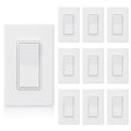ELEGRP Matte White 3 Way Decorative Light Switch with Plate, 15 Amp, 120-277 Volt, AC Rocker Paddle Wall Switch Replacement, Self-Grounding, Residential Grade, w/Wall Plate, UL Listed (10 Pack)
