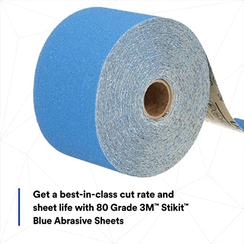 3M Stikit Blue Abrasive Sheet Roll, 36217, 80+ Grade, 2-3/4 in x 20 yd