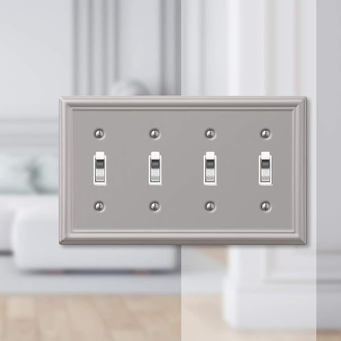 Amerelle 149T4BN Wallplate, Quad Toggle, Brushed Nickel