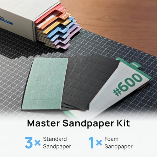 HOZO NeoSander Master Foam Sanding Paper Combo, 32PCS Sandpaper Set with 180-1500 Grits, Each Grit Includes 3 Standard Sheets + 1 Foam Sheet, Sanding Kit for Shaping, Smoothing & Fine Finishing