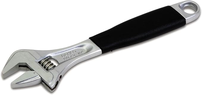 Bahco BAH9072RCUS 10" SAE Ergo Adjustable Industrial Chrome Finish Wrench, True Ergo Design with Thermoplastic Handle, Slim Tapered Jaws, Measurement Scale, & Precision Hardened, Anti-Corrosion Finish | True Ergo Handle, Slim Tapered Jaws, Precision Ha...