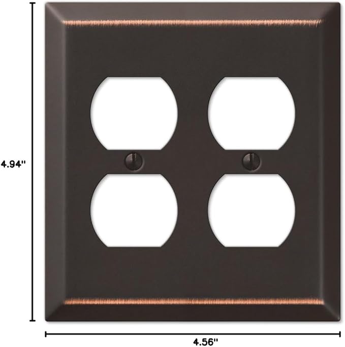 Amerelle 163DDDB Century Wallplate, 2 Duplex, Steel, Aged Bronze, 1-Pack
