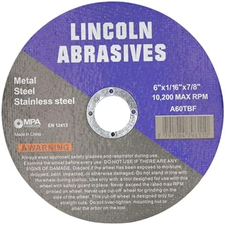 200 Pc 6" x 1/16" x 7/8" Cut-Off Wheels Lincoln Abrasives Metal & Stainless Steel