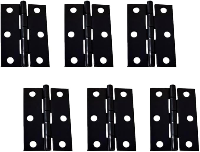 QCAA Narrow Butt Utility Hinge, Swaged, with Removable Loose Pin for Cabinet Door or Box Hinge, 2-1/2" x 1-3/4" x 1.4mm, Flat Black, 6 Pack, Made in Taiwan