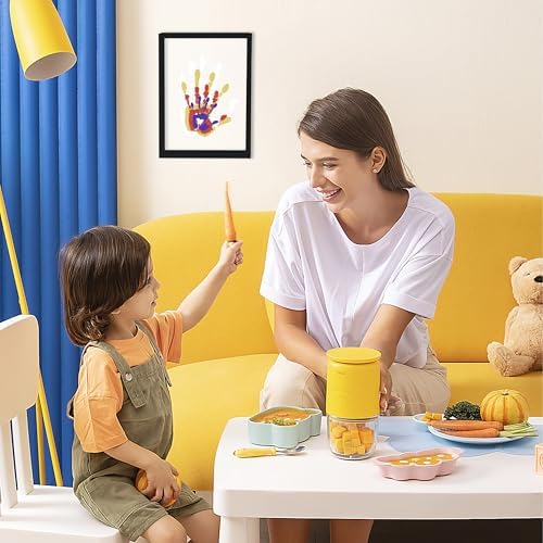 CHERRY CHEERS Family Handprint Kit, DIY Craft Keepsake Wooden Frame, Endless Gift Set, Non-Toxic Paints, Transparent Sheets (Black)