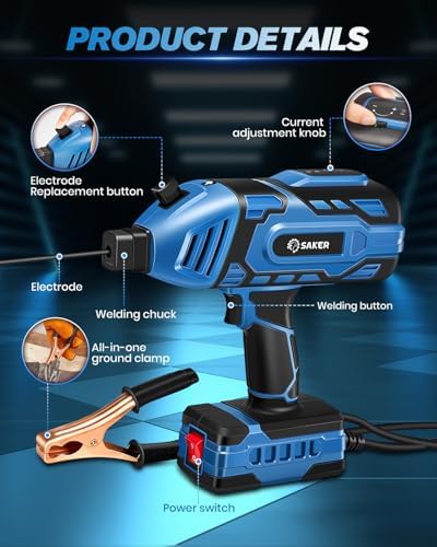 Saker Portable 110V ARC Welder, 5-Level IGBT, Fits 3/32" Rods