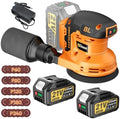 Gisam Cordless Random Orbital Sander with 2*4.0Ah Battery, Brushless Motor