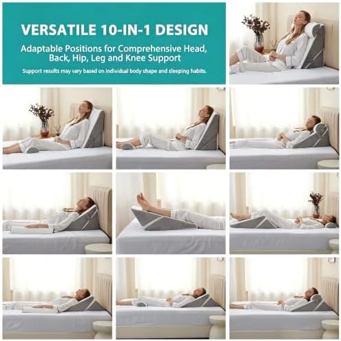 Bedluxe Wedge Pillow Set for After Surgery, Orthopedic Bed Wedge White/Grey