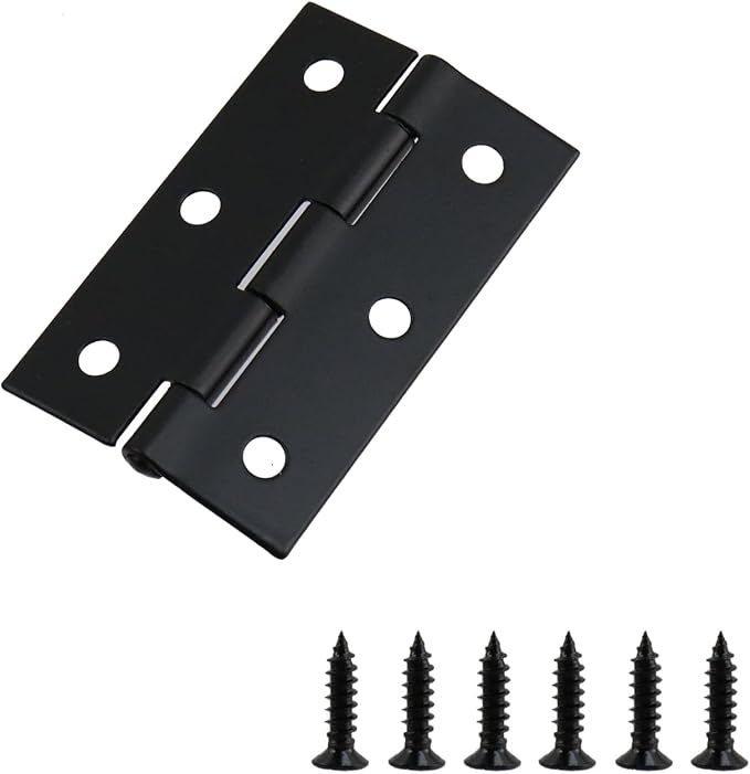 MY MIRONEY 20PCS Stainless Steel Folding Hinges 2-1/2 Inch Black Cabinet Door Hinge Home Furniture Hardware Hinge for Wooden Box, Door and Window, DIY Projects