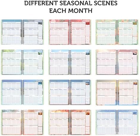 Planner Pad Spiral Bound July 2026 – June 2027 / Academic Year 6 3/4" x 8 1/2" Medium 3-Tier Funnel Down 12 Month/Weekly Organizer, Seasonal Color Ink