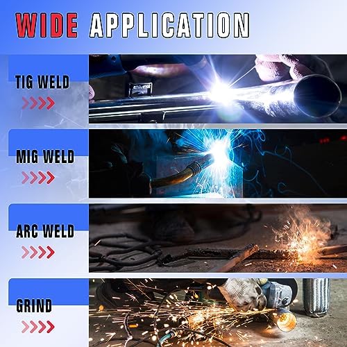 TRQWH Welding Helmet Auto Darkening Large Viewing True Color Solar Powered Welding Mask with 4 Arc Sensor Adjustable Wide Shade Range 4~5-8/9-13 Welder Mask with Grinding (TA-KY650A-BL)
