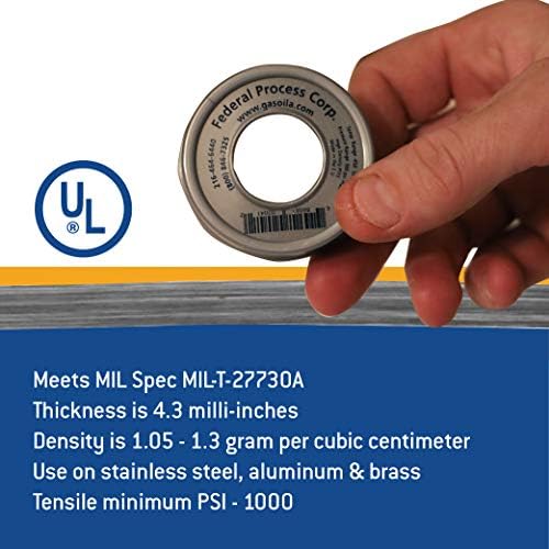 Gasoila Nickel PTFE Thread Seal Tape – Professional-Grade, 3/4 Inch x 260 Inch, High-Density Thread Tape for Stainless Steel Pipes– Leak-Proof Seal, Non-Toxic
