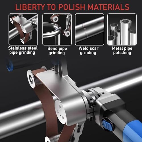 1100W Professional Stainless Steel Pipe Polisher Sander with Sanding Belt, Pole Polisher, Steel Pipe Grinder, Belt Sander,Alumina Oxide Sanding Belt