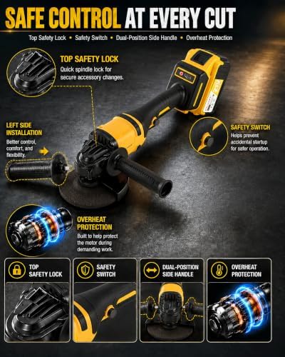 Cordless Angle Grinder & Polisher 4-1/2",21V Battery Grinder Kit