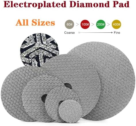 Electroplated Diamond Sanding Paper Sheet Pad,200Grit 3inch 75mm Grinding Sandpaper Pad Hook and Loop Backing for Metal Glass Porcelain Ceramic Hand Polishing & Trimming (1 Piece)
