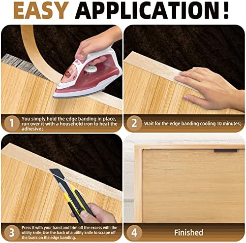 GSCIT Club Birch Edge Banding, 5/8 Inch x 25ft Roll of Veneer - Pre-glued Flexible, Real Wood Tape for Cabinet Repair and Furniture Restoration