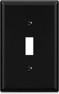 ELEGRP 1-Gang Mid Size Toggle Switch Covers, Light Switch Wall Plate, Unbreakable Polycarbonate Replacement Faceplates Covers, UL Listed, Color-matched Screws Included (1 Pack, Glossy Black)