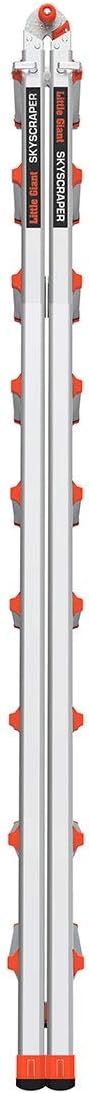 Little Giant Ladders Skyscraper M17, Adjustable Step Ladder, 9–17 Ft, Aluminum, 300 lb Load Capacity, Type 1A Extra Heavy Duty, 20.7-Ft Reach (10110)