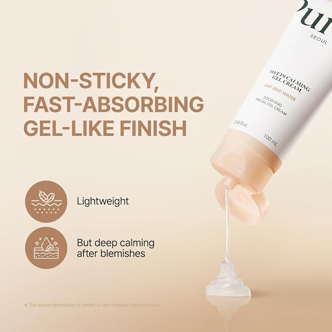 PURITO Oat In Calming Gel Cream, Non-Comedogenic, 77% Oat Seed Water Lightweight Water-Gel Face Moisturizer, Fragrance-Free, Vegan Korean Skincare, Sensitive & Blemish-Prone Skin, 100 mL
