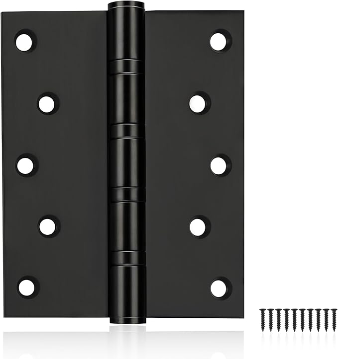 5" Ball Bearing Door Hinges 6 Pack, Heavy Duty Stainless Steel Hinge 5 x 4 Inch for Interior Exterior Doors, with Stainless Steel Screws, Matte Black