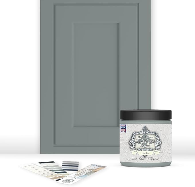 ALL-IN-ONE Paint by Heirloom Traditions, London (Muted Green), 8oz Sample - Durable cabinet and furniture paint. Built in primer and top coat, no sanding needed. Includes our 30 featured color card.