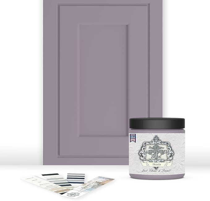 ALL-IN-ONE Paint by Heirloom Traditions, Thistle (Gray Purple), 8oz Sample - Durable cabinet and furniture paint. Built in primer and top coat, no sanding needed. Includes our 30 featured color card.