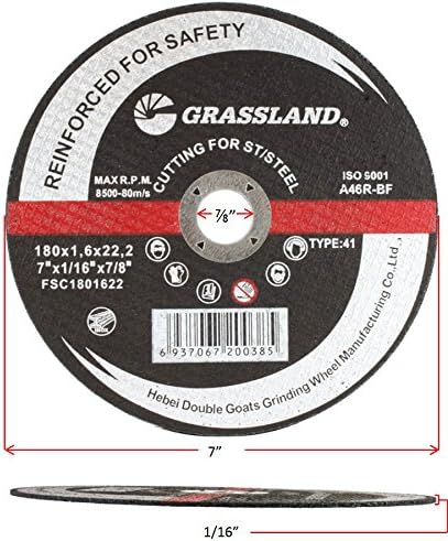 Thin Cutting Disc, Stainless Steel Freehand Cut-Off Wheel - Flat - 7" x 1/16" x 7/8" - T41 - (50 Pack)