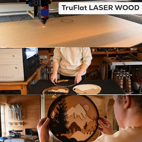 TruFlat Plywood Laser Wood 24 Sheets, 12 x 19 x 1/8 in, Starter Pack