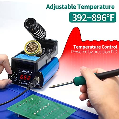 YIHUA 948DB+ II Soldering Iron Station Kit compatible for T12 solder iron tip with 3 tips with °F-°C Conversion, Sleep Mode, Auto Shutdown, Preset Channels, Calibration Functions