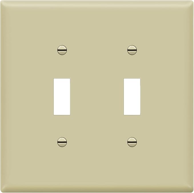 ENERLITES Toggle Light Switch Wall Plate, Gloss Finish, Midway Size 2-Gang 4.88" x 4.92", Unbreakable Polycarbonate Thermoplastic, UL Listed, 8812M-I, Ivory