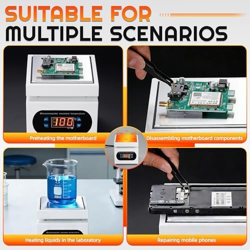Soldering Hot Plate, PCB Preheater Rework Station with Digital Temperature Control, 100×100mm Heating Area for Multi-Point Heating, Electronics Repair, SMD Soldering, PCB Rework DIY110V 350W
