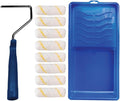 Pro Grade - Paint Roller Tool Kit - 10 Piece Painting Set - Mini Plastic Paint Tray Set, Mini Roller Frame,Microfiber Roller Covers