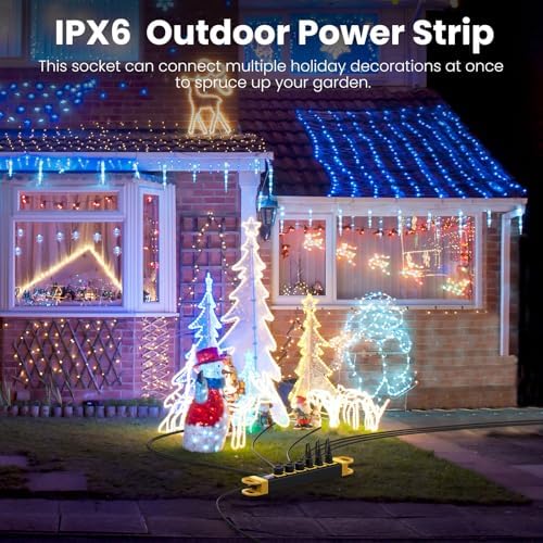HHSOET GFCI Outdoor Power Strip Weatherproof IPX6 Waterproof, Yellow 25FT