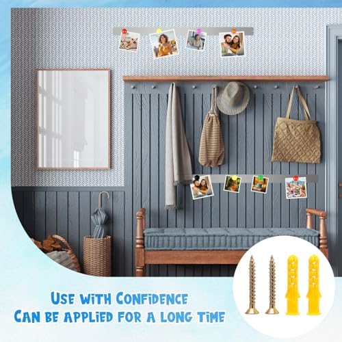 Mooliwe 2 Pcs 48 x 2 Frameless Magnetic Bulletin Board Strip for Wall Stainless Iron Metal Bulletin Bar Board Memo Strip with 16 Magnets 4 Nails 4 Wall Anchors for School Office Home