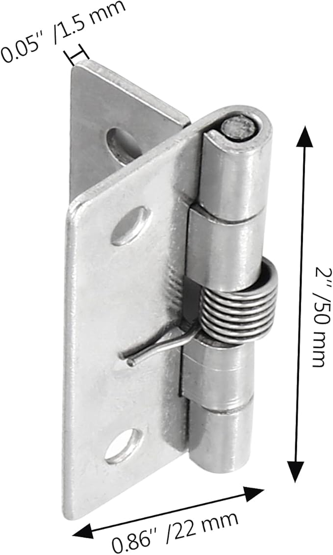 Luomorgo 4 Pcs Spring Loaded Hinges for Cabinets, 2 Inch Length Stainless Steel Spring Hinges Self Closing
