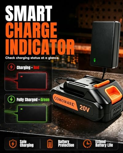 COMOWARE 20V Fast Charger, 30W Official Charger Adapter for COMOWARE 20V Cordless Drill Battery, Rapid Charging Tool Accessories