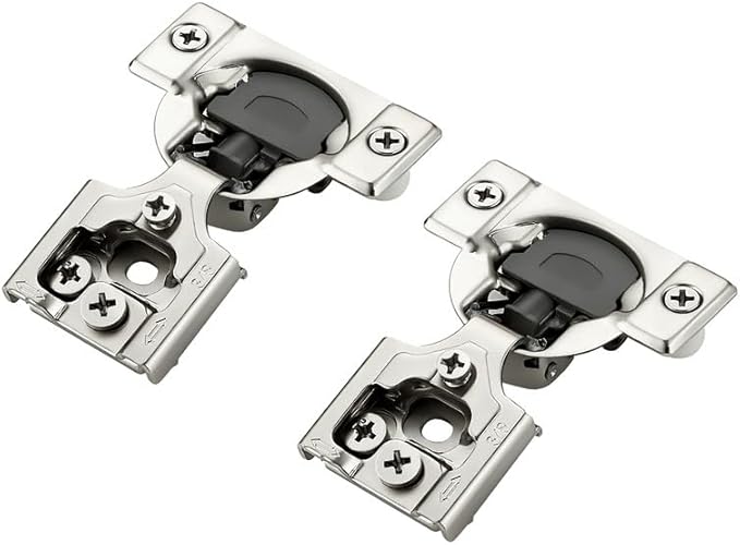 2 Pack 1 Pair 3/8 inch Overlay Soft Close Hinges for Kitchen Cabinet Hinges Satin Nickel Hidden Hinges Stainless Steel Concealed Hinge self Closing