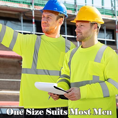 Amylove 4 Pcs Long Sleeve High Visibility Safety Shirts, L, Yellow