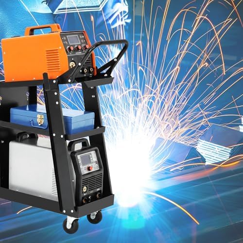 Welder Cart, Heavy Duty Welding Cart with Safety Chains and Cylinder Slots for Mig/Tig Welder and Plasma Cutter