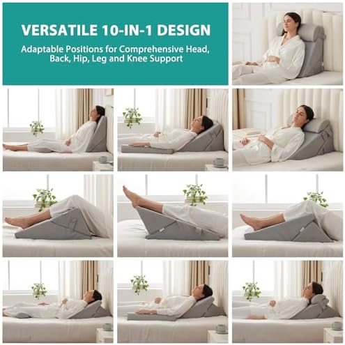 Bedluxe Wedge Pillow Set for After Surgery, Orthopedic Bed Wedge, Grey