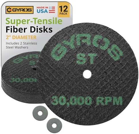 GYROS Cut-Off Wheels for Rotary Tools – 2” Super-Tensile Fiberglass Reinforced, 12-Pack | Designed for Stainless Steel, Titanium, Nickel, Carbon & Chrome Alloys | Made in USA 11-42002/12