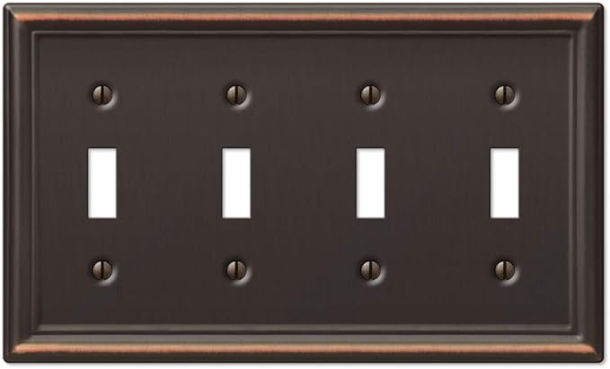 Amerelle 149T4DB Chelsea Wallplate, 4 Toggle, Steel, Aged Bronze, 1-Pack
