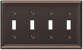 Amerelle 149T4DB Chelsea Wallplate, 4 Toggle, Steel, Aged Bronze, 1-Pack