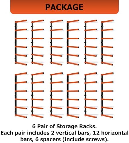 ECOTRIC 6 Pair of 6 Levels Shelf Lumber Rack Lumber Storage Rack Lumber