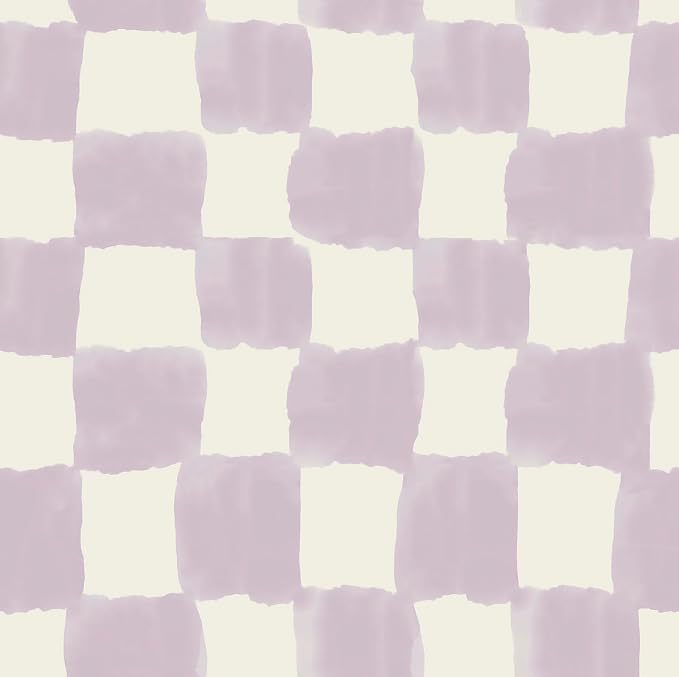 Mr. Kate Tess Watercolor Soft Lavender Checker Peel and Stick Wallpaper, Vinyl, 20.5-in x 18-ft