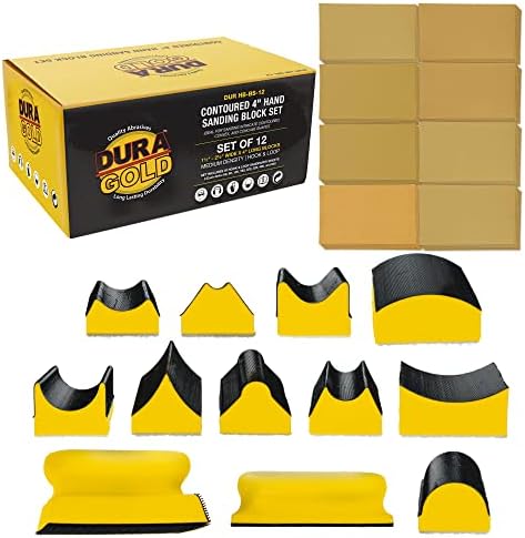 Dura-Gold 12-Piece Contoured Profile 4" Hand Sanding Block Set with 40